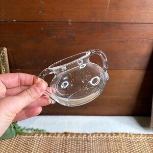 Vintage Signed Steuben Glass Clear Double Handle Open Sugar Bowl #7906